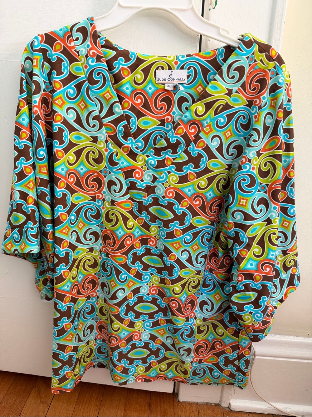 Jude Connally Multi-Color Swirl V-Neck Top